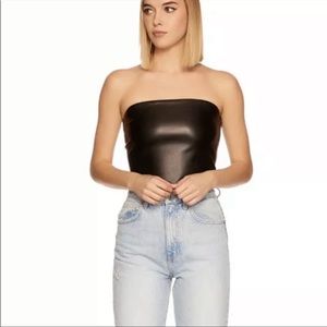 Susana Monaco black leather tube top. Size small.